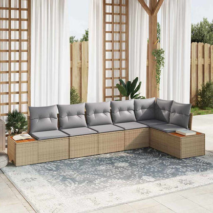 Tuinbankenset Met Kussen 6 Pcs En Crème Polyrattan
