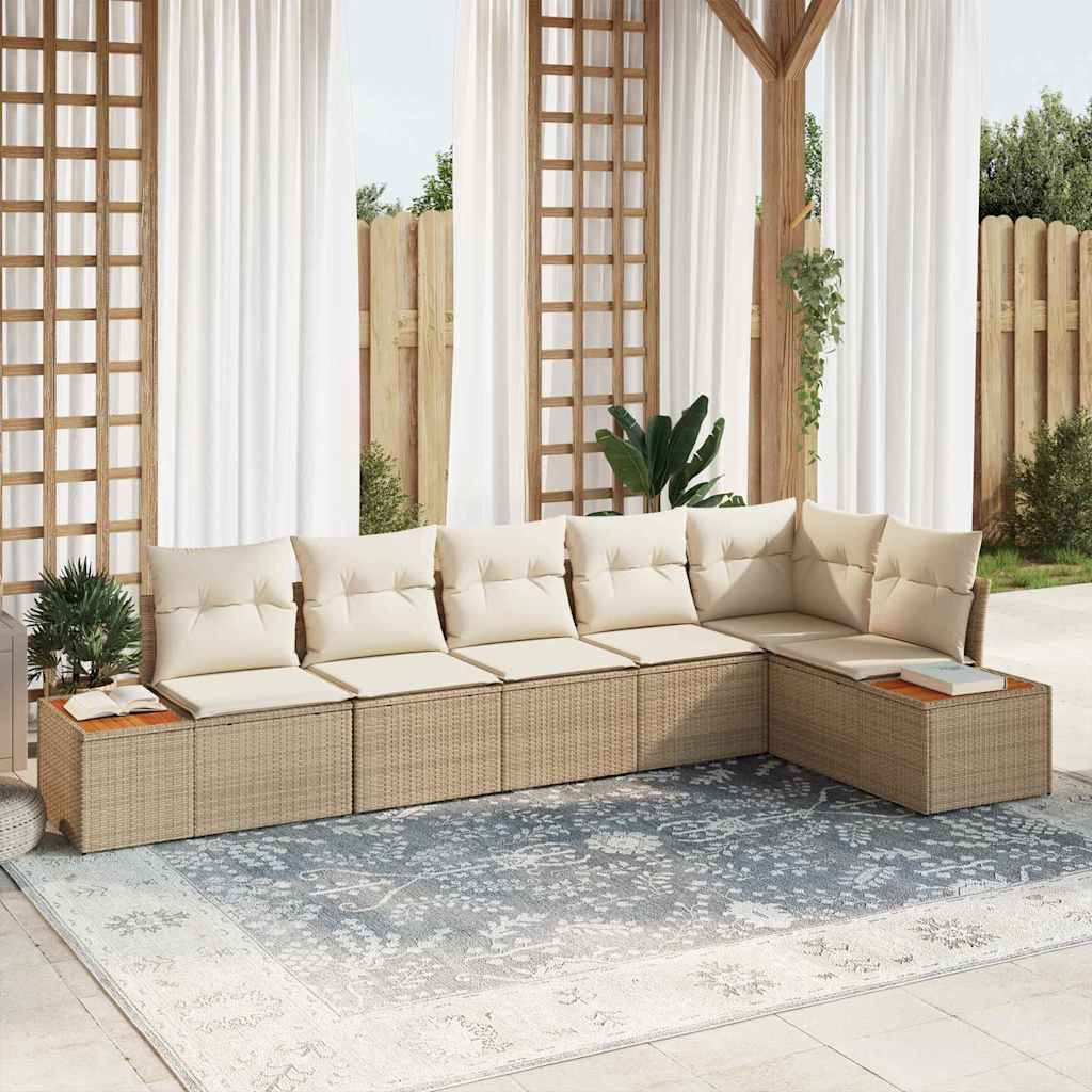 Tuinbankenset Met Kussen 6 Pcs En Crème Polyrattan