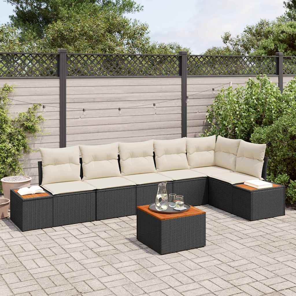 Tuinbankenset Met Kussen 6 Pcs En Crème Polyrattan
