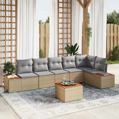 Tuinbankenset Met Kussen 6 Pcs En Crème Polyrattan
