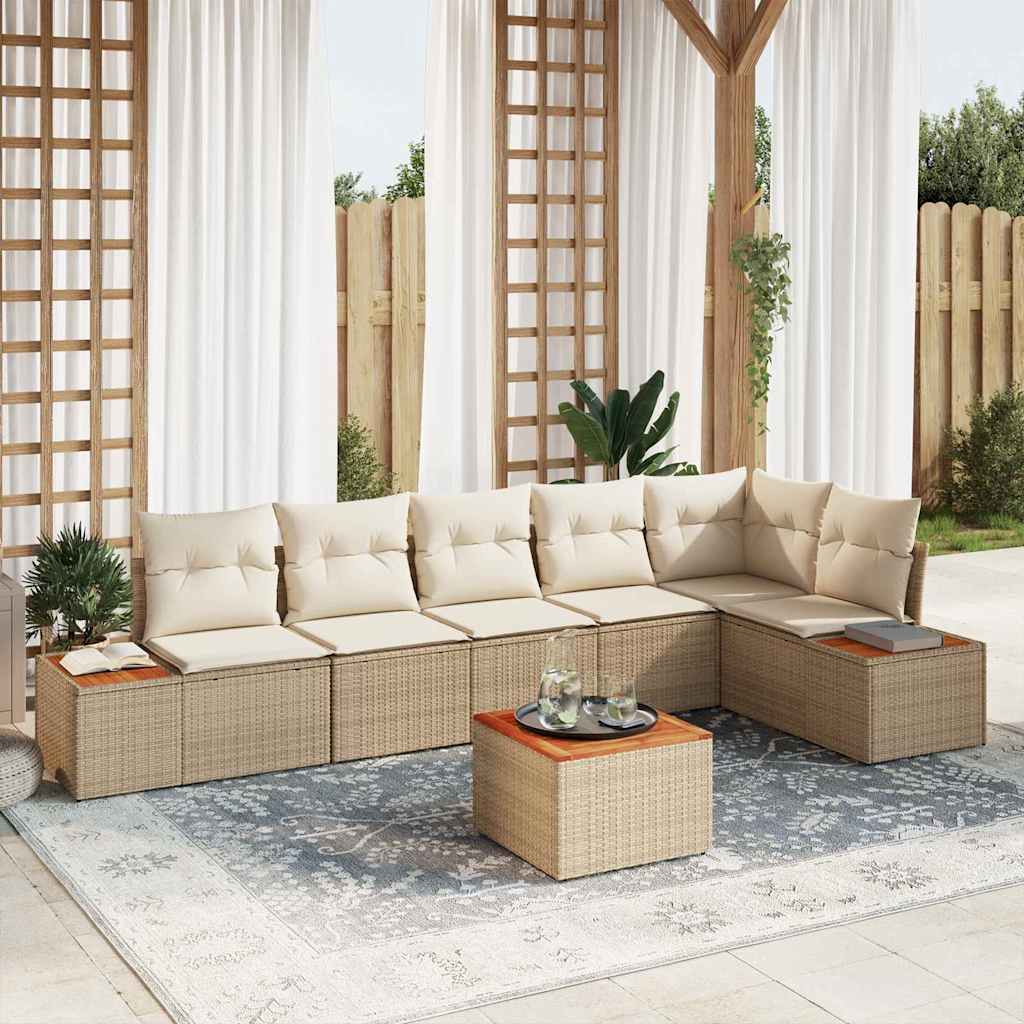 Tuinbankenset Met Kussen 6 Pcs En Crème Polyrattan