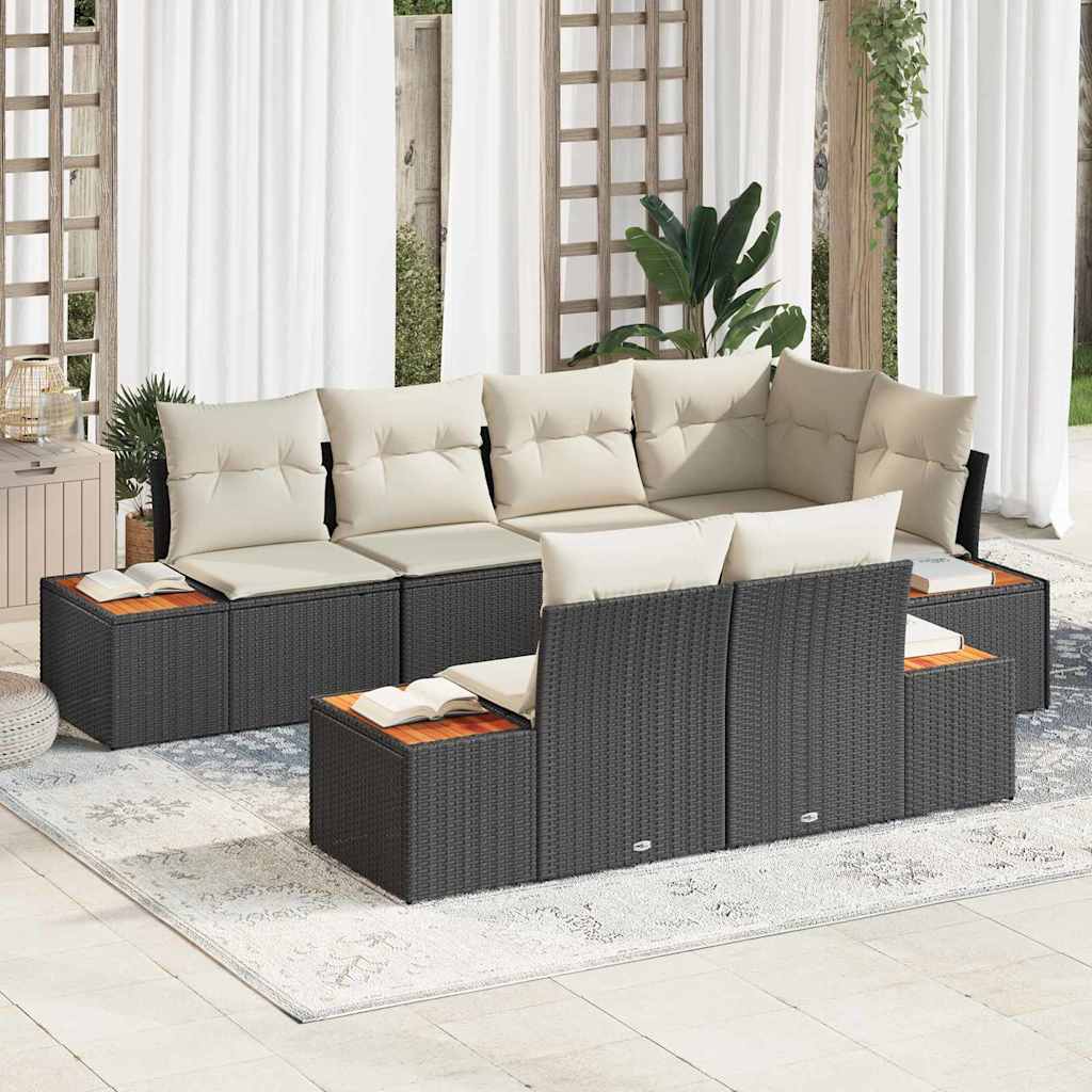 Tuinbankenset Met Kussen 7 Pcs En Crème Polyrattan
