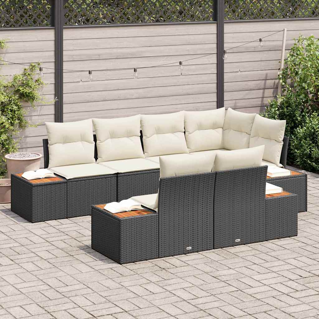 Tuinbankenset Met Kussen 7 Pcs En Crème Polyrattan
