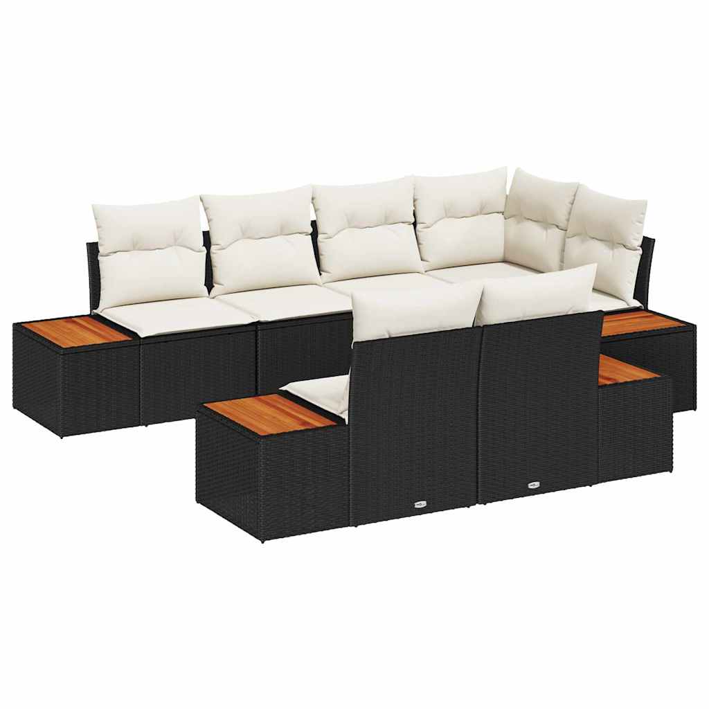 Tuinbankenset Met Kussen 7 Pcs En Crème Polyrattan
