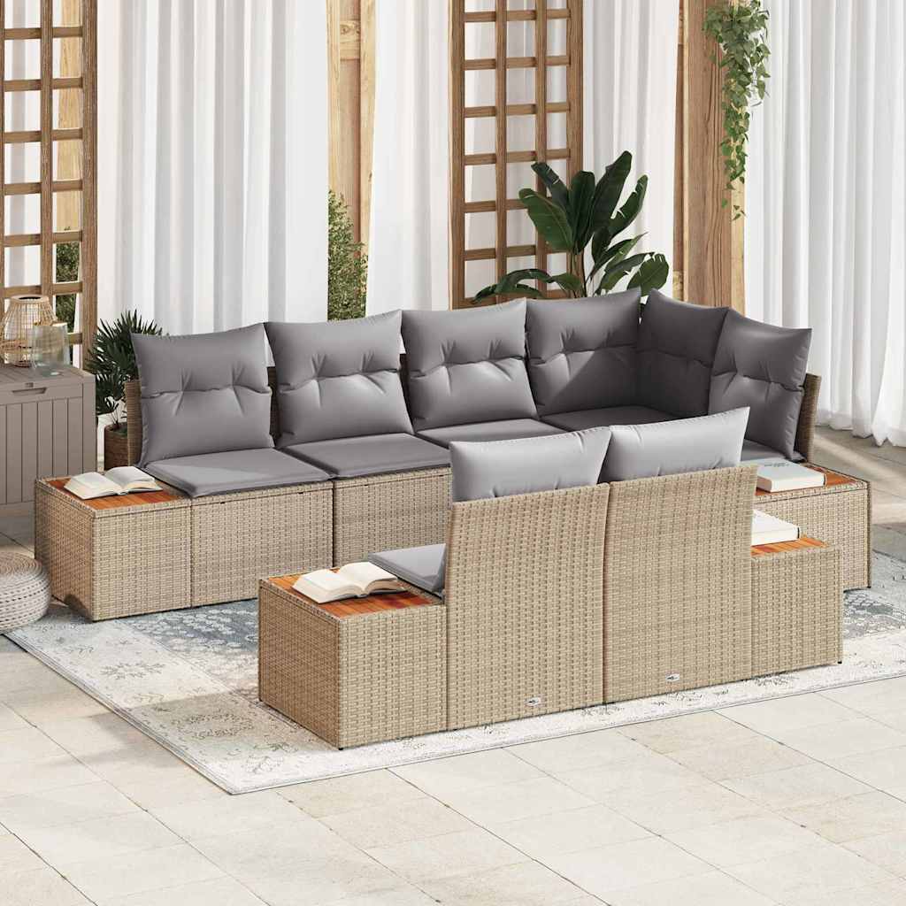 Tuinbankenset Met Kussen 7 Pcs En Crème Polyrattan