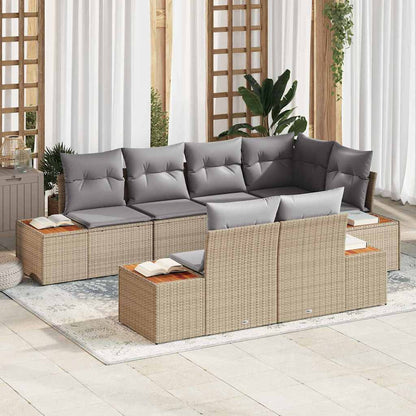 Tuinbankenset Met Kussen 7 Pcs En Crème Polyrattan