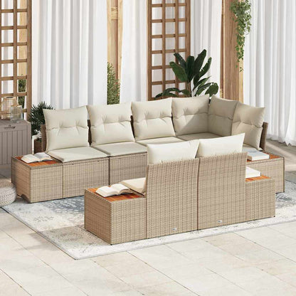 Tuinbankenset Met Kussen 7 Pcs En Crème Polyrattan
