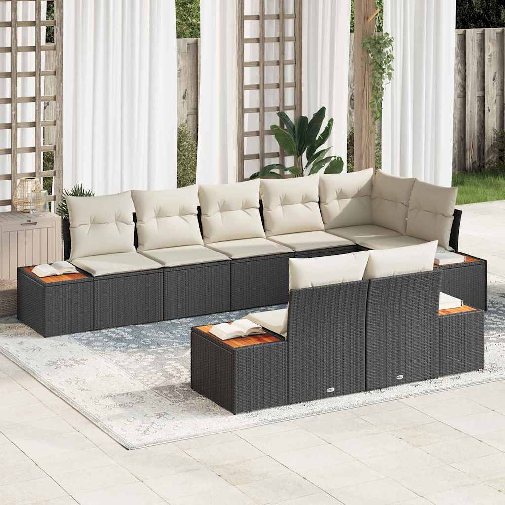 Tuinbankenset Met Kussen 8 Pcs En Crème Polyrattan