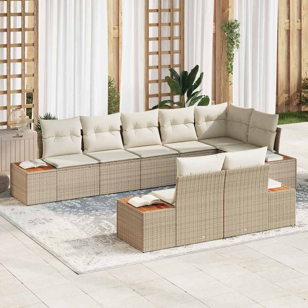 Tuinbankenset Met Kussen 8 Pcs En Crème Polyrattan