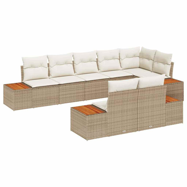 Tuinbankenset Met Kussen 8 Pcs En Crème Polyrattan