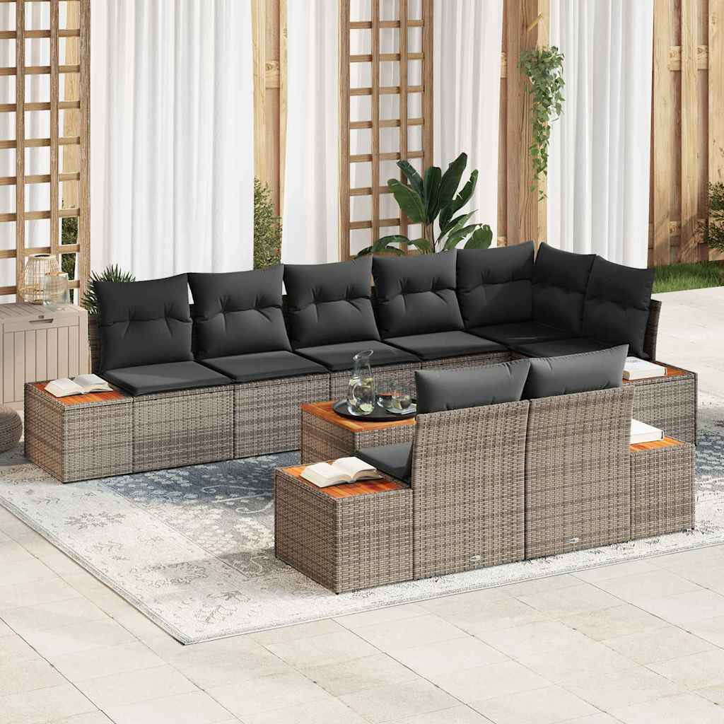 Tuinbankenset Met Kussen 8 Pcs En Crème Polyrattan