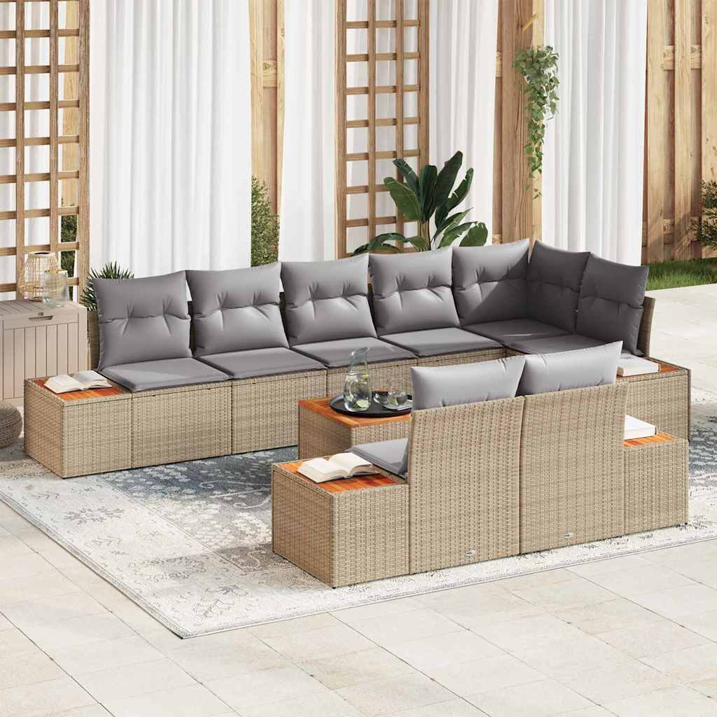 Tuinbankenset Met Kussen 8 Pcs En Crème Polyrattan