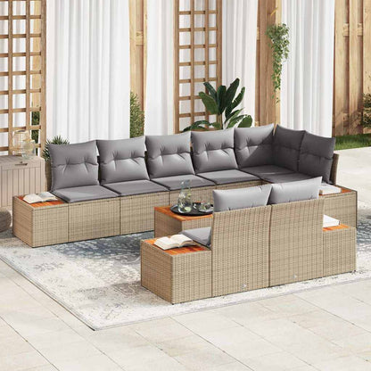 Tuinbankenset Met Kussen 8 Pcs En Crème Polyrattan