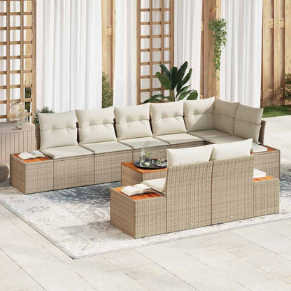 Tuinbankenset Met Kussen 8 Pcs En Crème Polyrattan