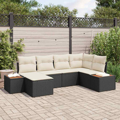 Tuinbankenset Met Kussen 7 Pcs En Crème Polyrattan