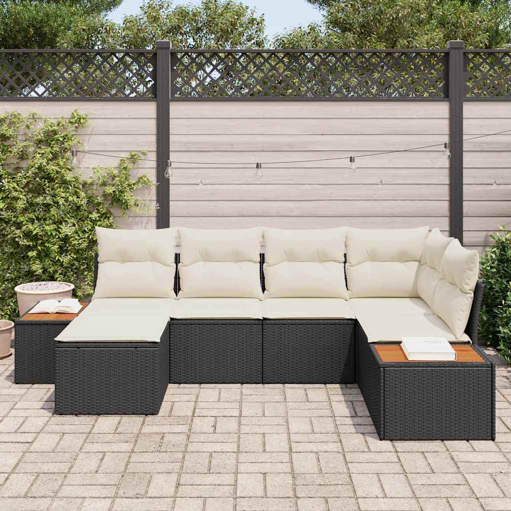 Tuinbankenset Met Kussen 7 Pcs En Crème Polyrattan
