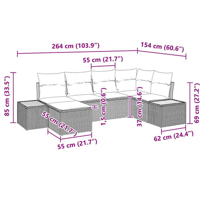 Tuinbankenset Met Kussen 7 Pcs En Crème Polyrattan