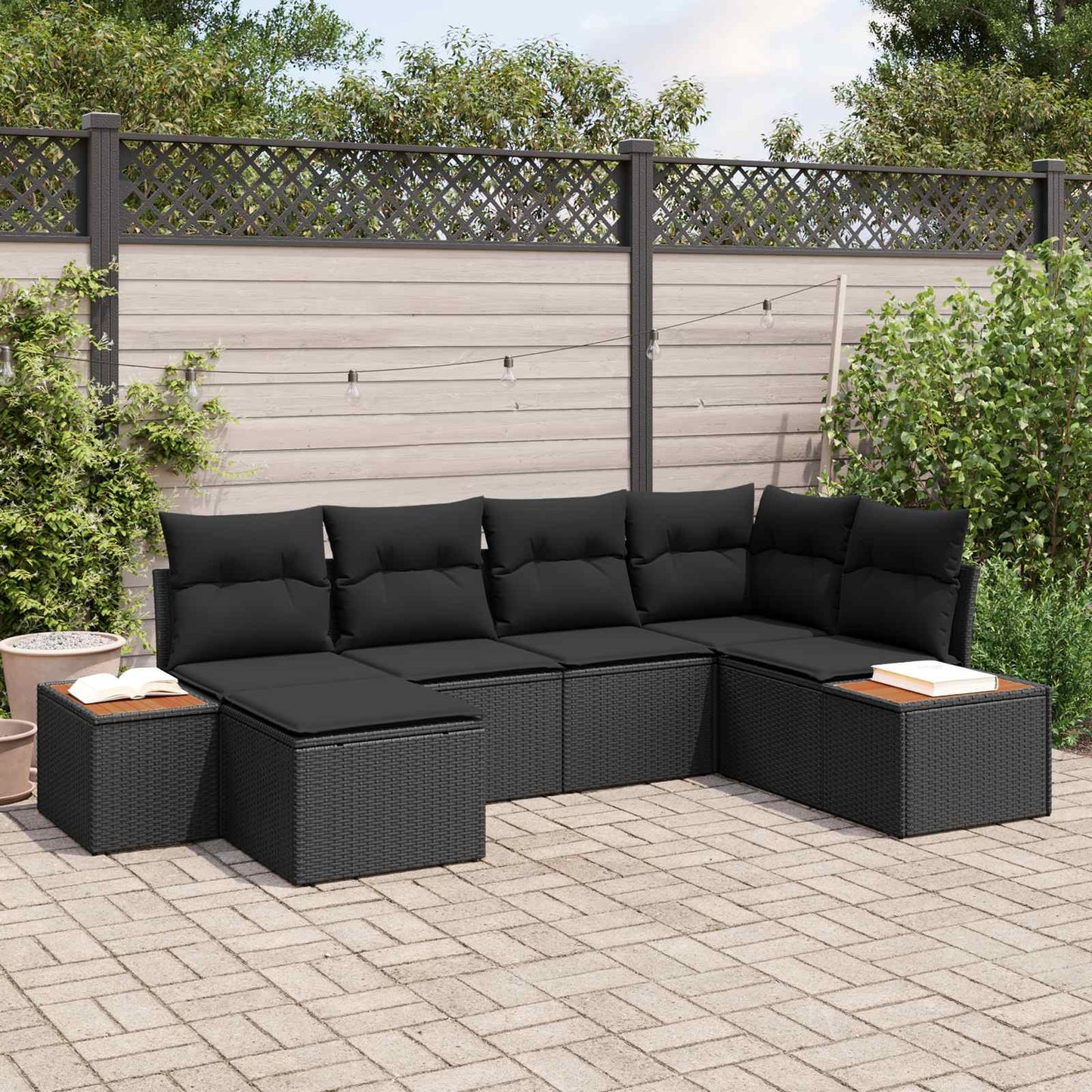 Tuinbankenset Met Kussen 7 Pcs En Crème Polyrattan