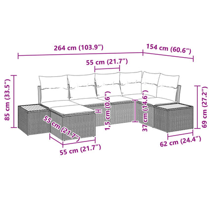 Tuinbankenset Met Kussen Met Opslag 7 Pcs Polyrattan