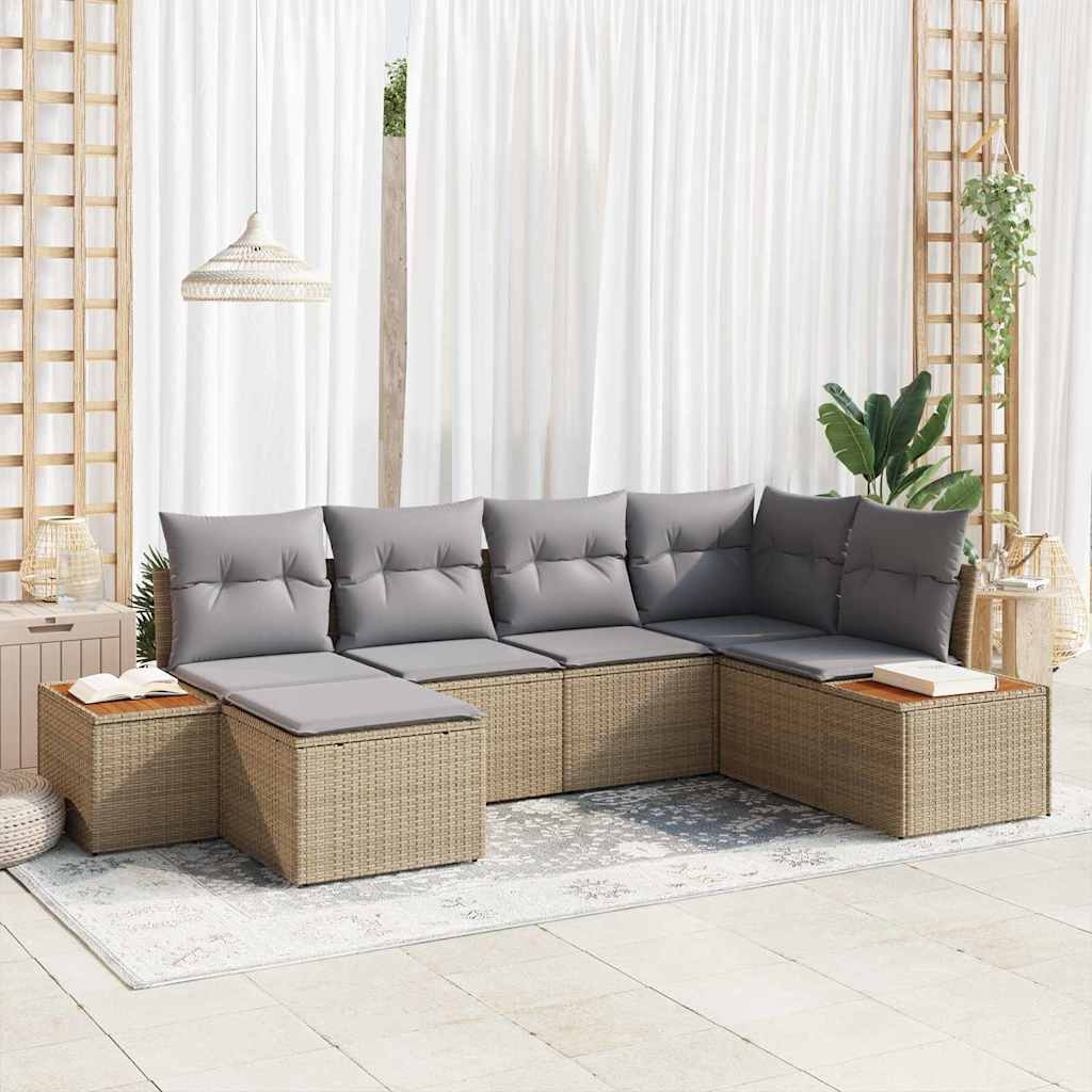 Tuinbankenset Met Kussen 7 Pcs En Crème Polyrattan