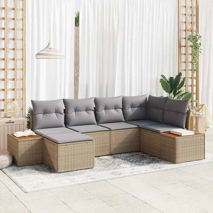 Tuinbankenset Met Kussen 7 Pcs En Crème Polyrattan