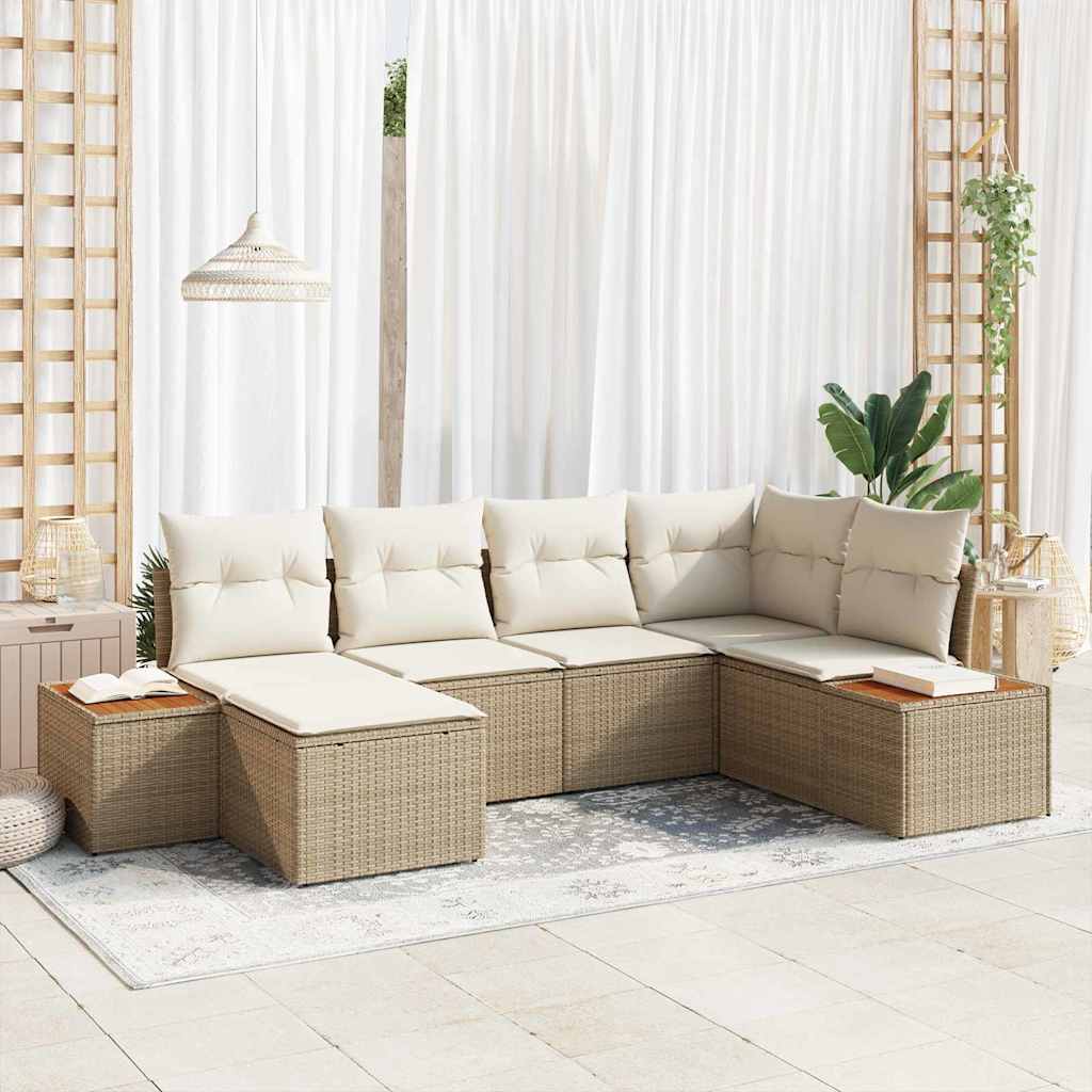 Tuinbankenset Met Kussen 7 Pcs En Crème Polyrattan