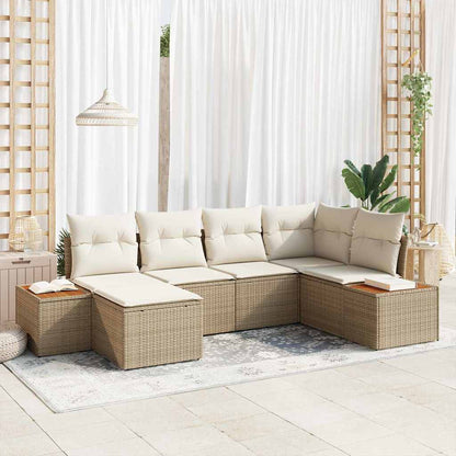 Tuinbankenset Met Kussen 7 Pcs En Crème Polyrattan