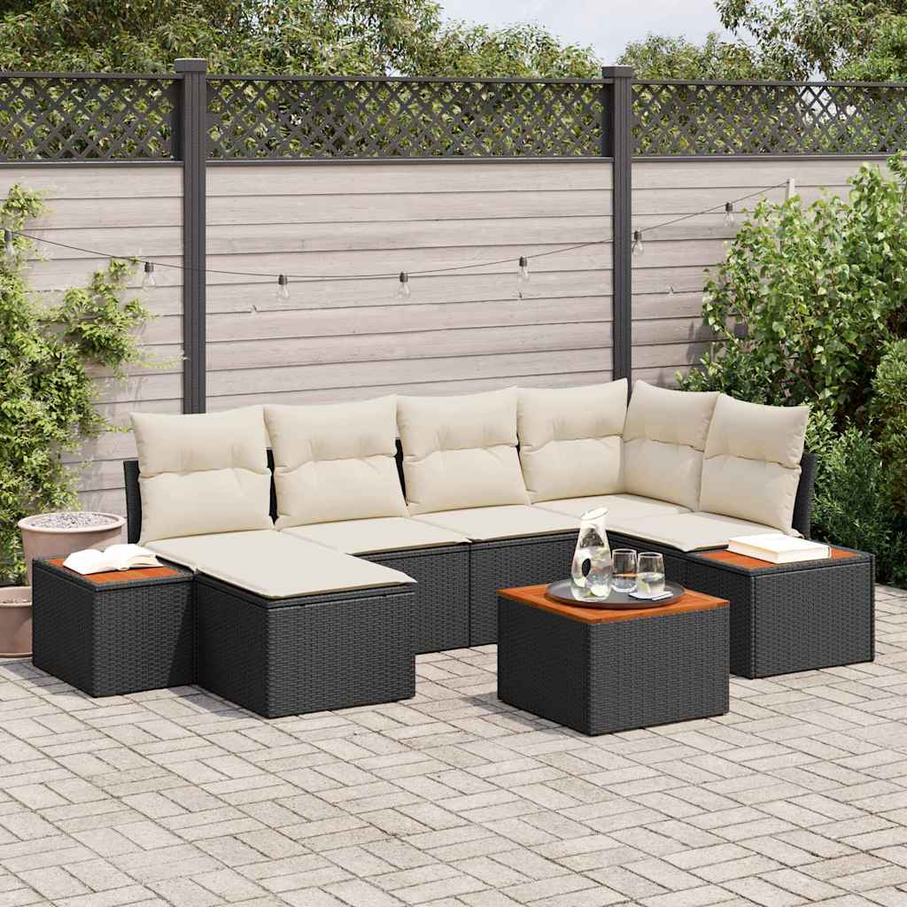 Tuinbankenset Met Kussen 7 Pcs En Crème Polyrattan