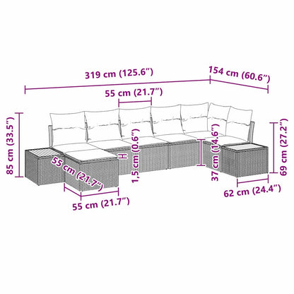 Tuinbankenset Met Kussen 8 Pcs En Crème Polyrattan