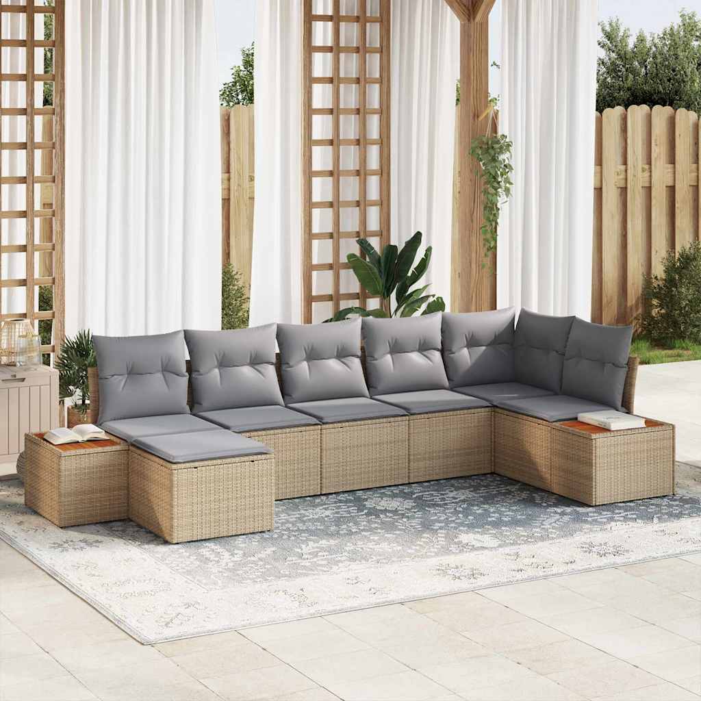 Tuinbankenset Met Kussen 8 Pcs En Crème Polyrattan