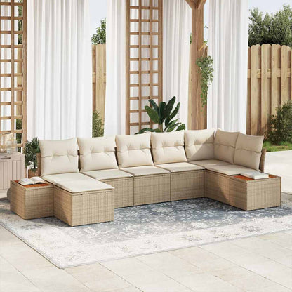 Tuinbankenset Met Kussen 8 Pcs En Crème Polyrattan