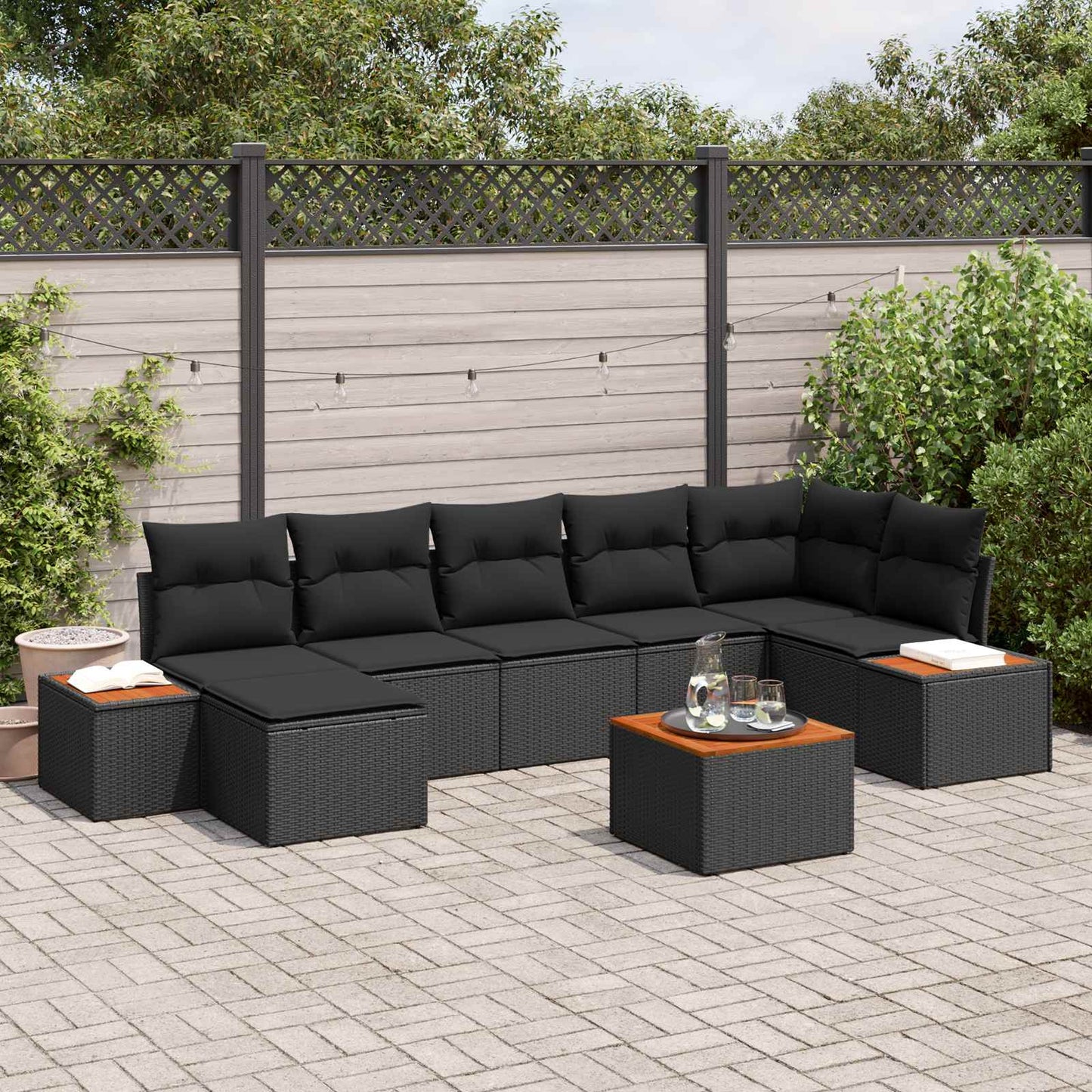 Tuinbankenset Met Kussen 8 Pcs En Crème Polyrattan