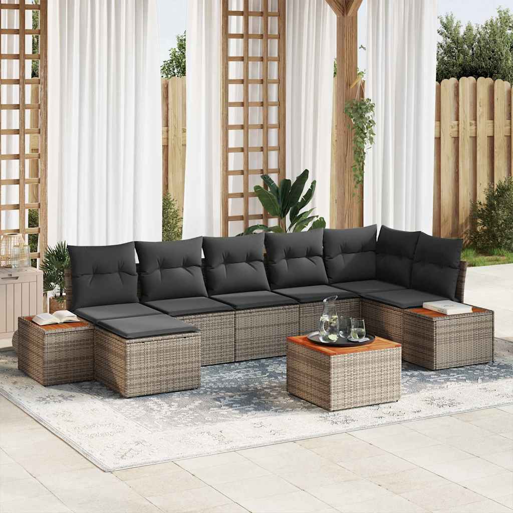 Tuinbankenset Met Kussen 8 Pcs En Crème Polyrattan