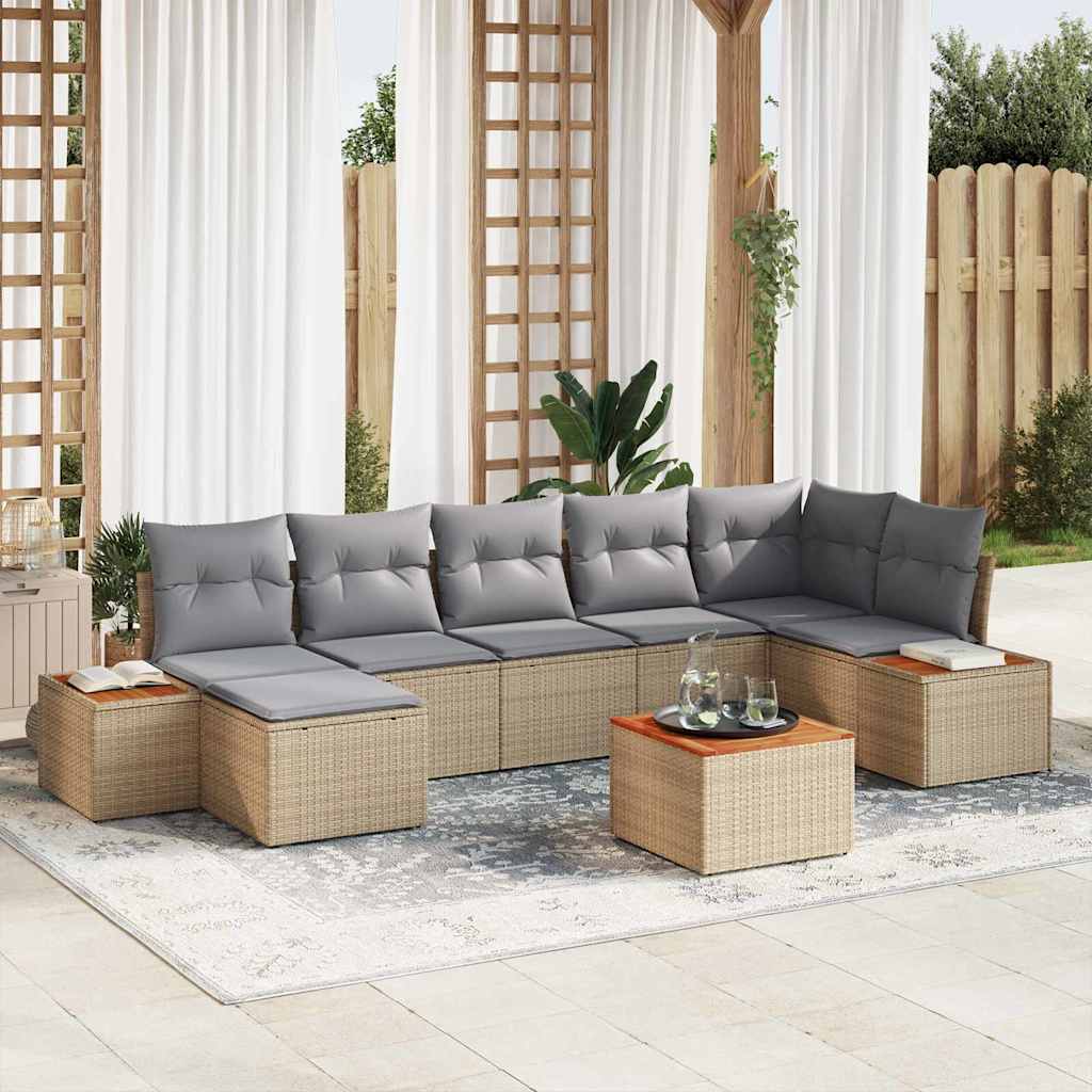 Tuinbankenset Met Kussen 8 Pcs En Crème Polyrattan