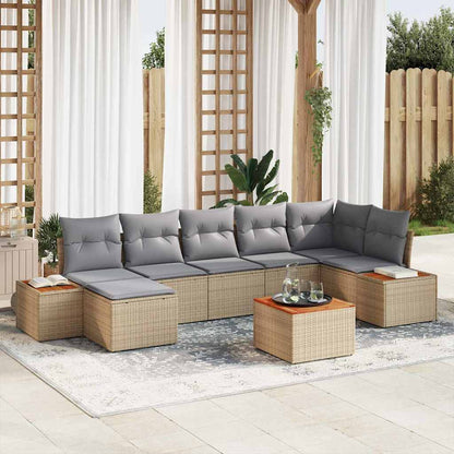Tuinbankenset Met Kussen 8 Pcs En Crème Polyrattan