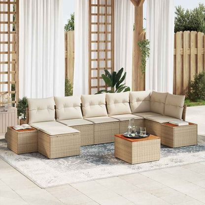Tuinbankenset Met Kussen 8 Pcs En Crème Polyrattan