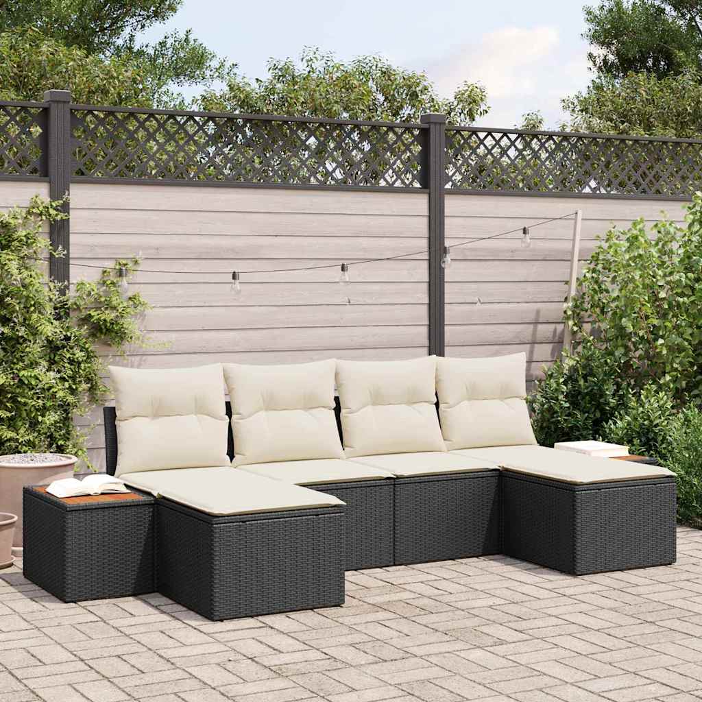 Tuin Sofa Set Met Kussen 6 Pcs En Crème Poly Rattan