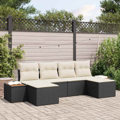 Tuin Sofa Set Met Kussen 6 Pcs En Crème Poly Rattan