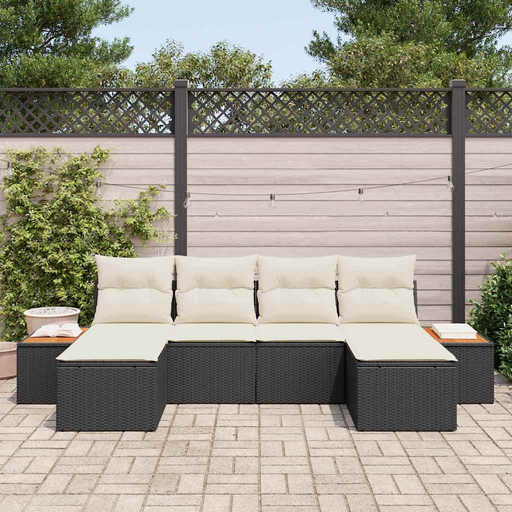 Tuin Sofa Set Met Kussen 6 Pcs En Crème Poly Rattan