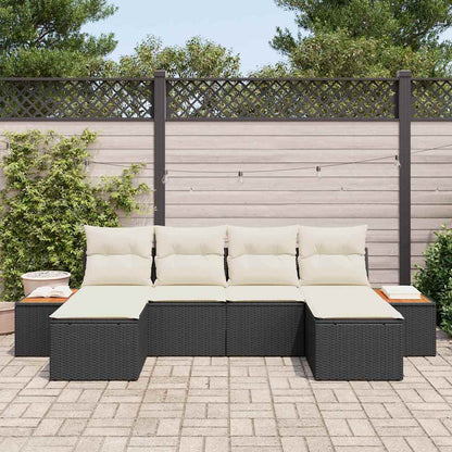 Tuin Sofa Set Met Kussen 6 Pcs En Crème Poly Rattan