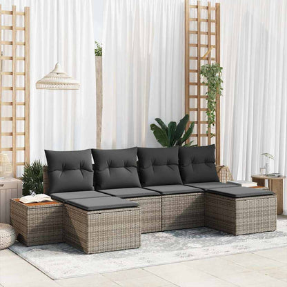 Tuin Sofa Set Met Kussen 6 Pcs En Crème Poly Rattan