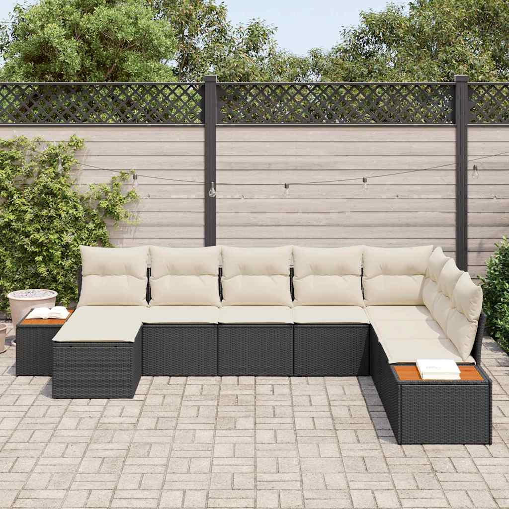 Tuinbankenset Met Kussen 9 Pcs En Crème Polyrattan