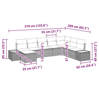 Tuinbankenset Met Kussen 9 Pcs En Crème Polyrattan
