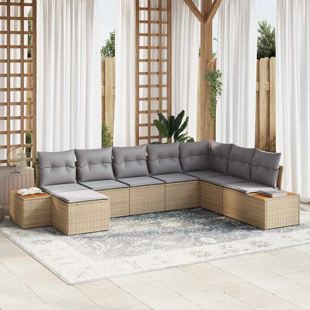 Tuinbankenset Met Kussen 9 Pcs En Crème Polyrattan