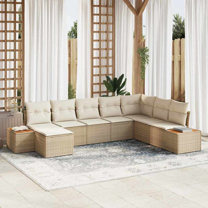 Tuinbankenset Met Kussen 9 Pcs En Crème Polyrattan