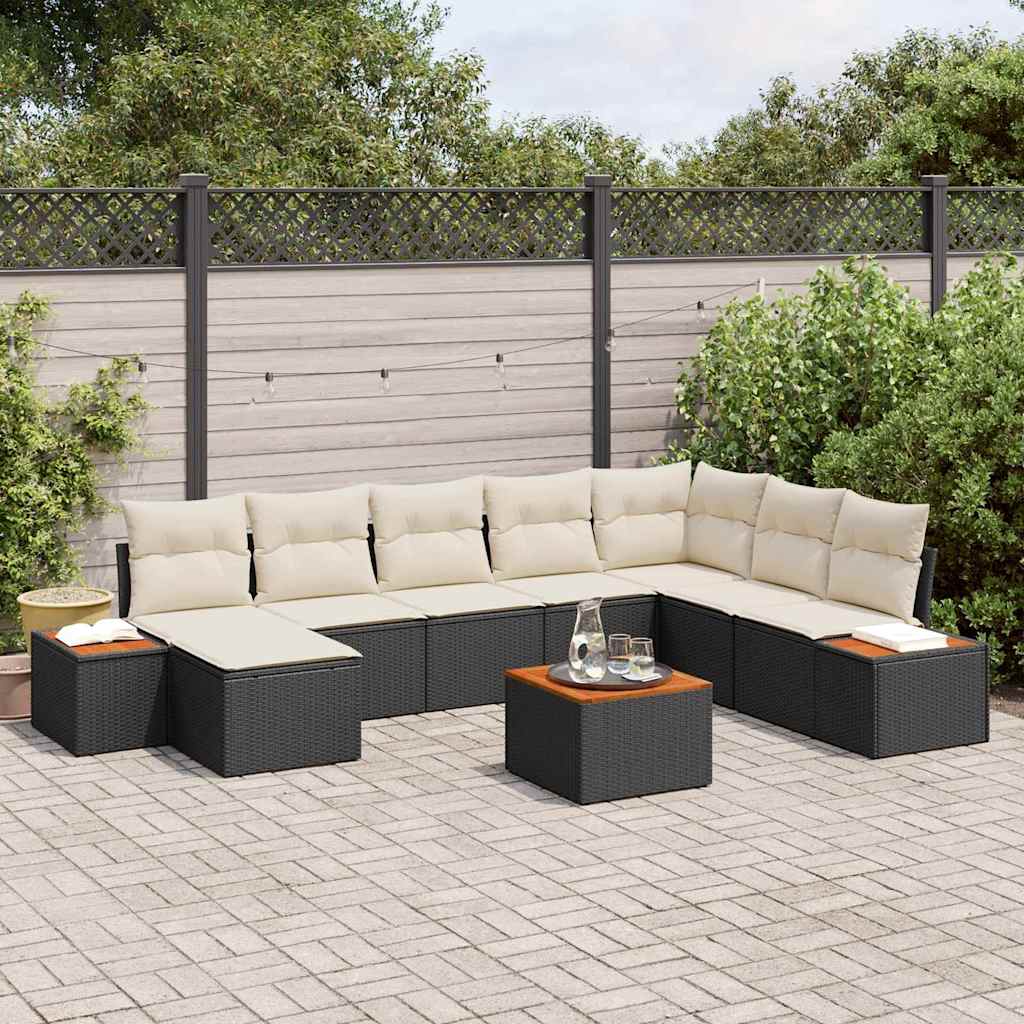 Tuinbankenset Met Kussen 9 Pcs En Crème Polyrattan