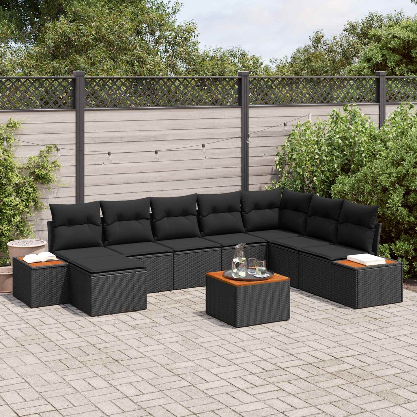 Tuinbankenset Met Kussen 9 Pcs En Crème Polyrattan