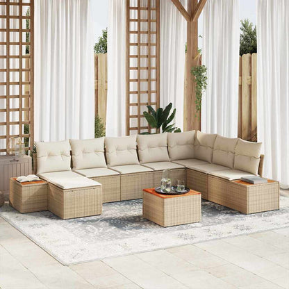 Tuinbankenset Met Kussen 9 Pcs En Crème Polyrattan