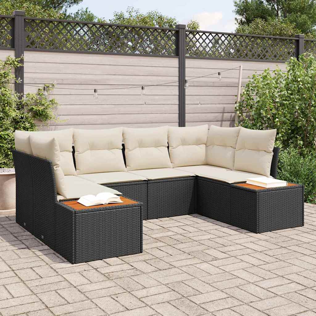 Tuinbankenset Met Kussen 6 Pcs En Crème Polyrattan