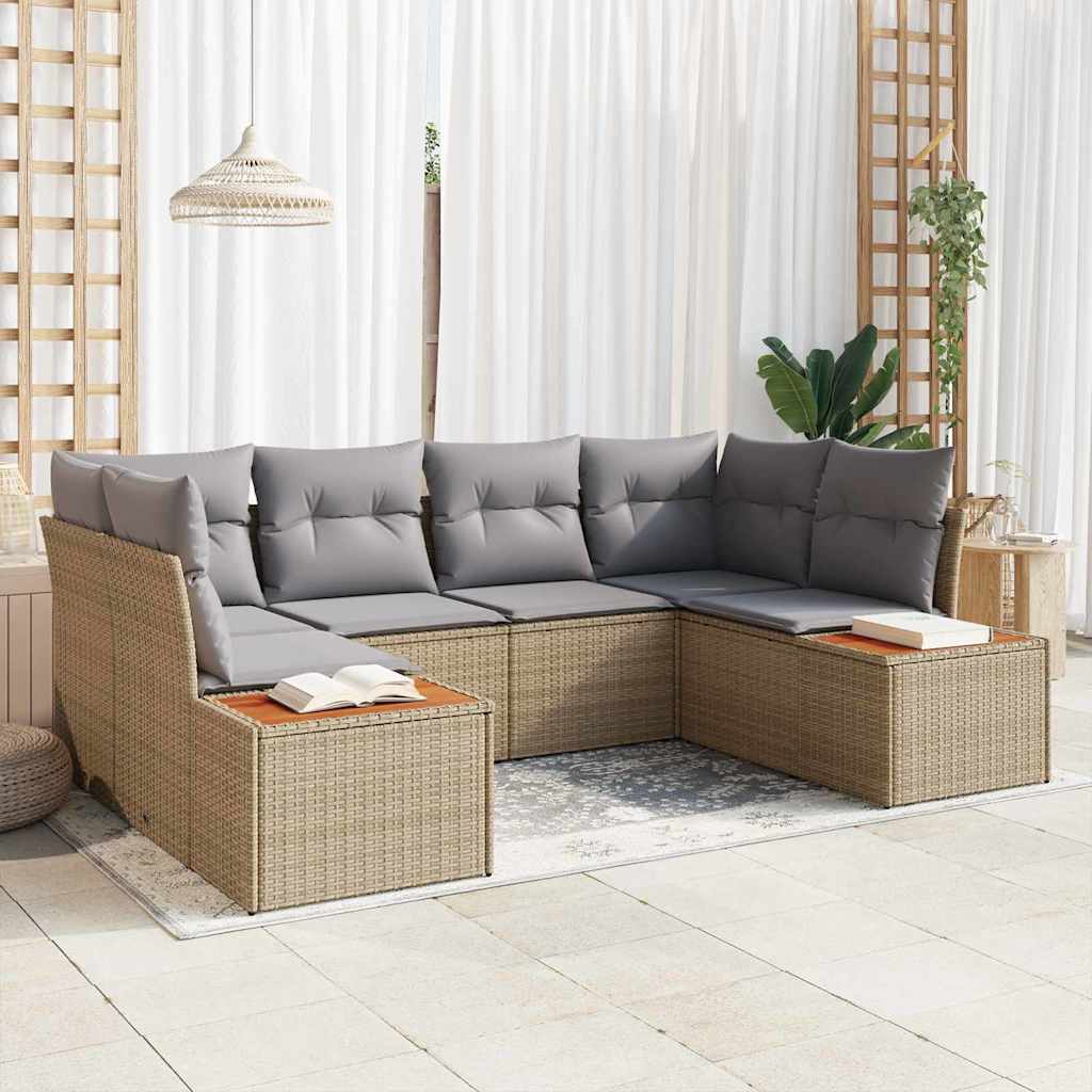 Tuinbankenset Met Kussen 6 Pcs En Crème Polyrattan